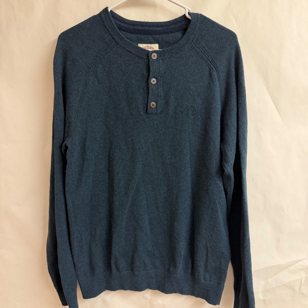 Fat Face Mens Pullover‎ Heathered Wool Blend Button Henley Shirt Sweater Core